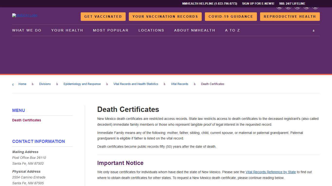 Death Certificates