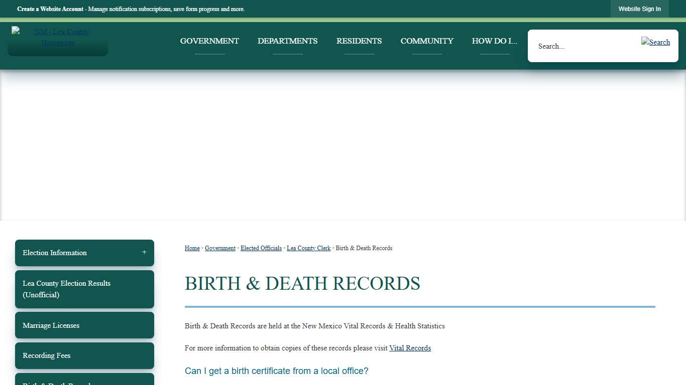 Birth & Death Records | Lea County, NM