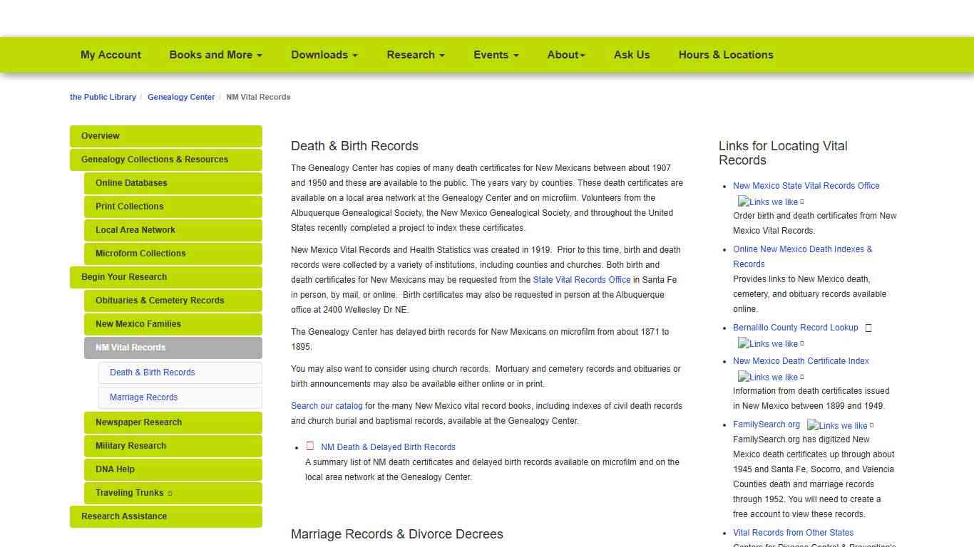 NM Vital Records - Genealogy Center - LibGuides at the Public Library Albuquerque Bernalillo County